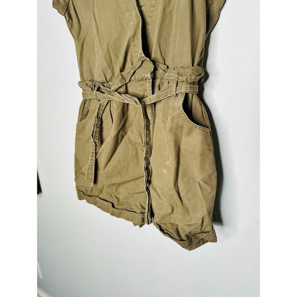 MARISSA WEBB Olive Canvas V-Neck One Piece Front Zip Romper Size 4 - Picture 5 of 12
